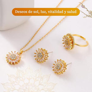 SET GIRASOL DE LUJO : COLLAR Y ANILLO BRILLANTE