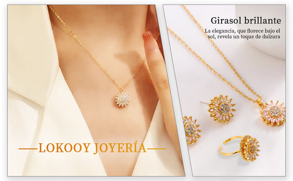 SET GIRASOL DE LUJO : COLLAR Y ANILLO BRILLANTE